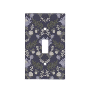 Symmetrical dark purple floral pattern light switch cover