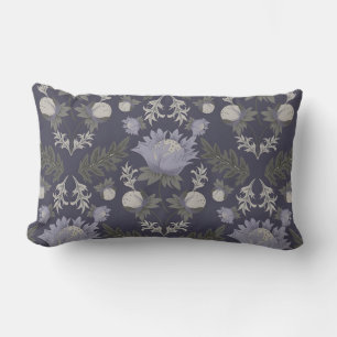 Symmetrical dark purple floral pattern lumbar pillow