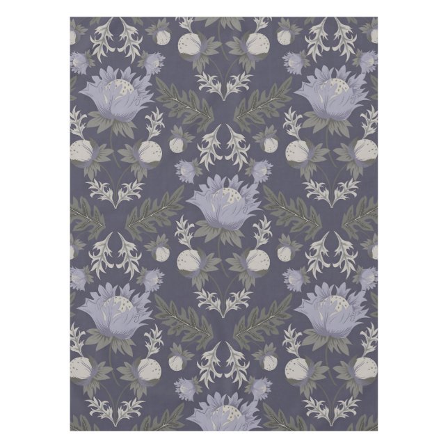 Symmetrical dark purple floral pattern tablecloth (Front)