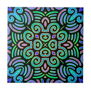 symmetrical design in cool colors ceramic tile