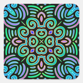 symmetrical design in cool colors square sticker