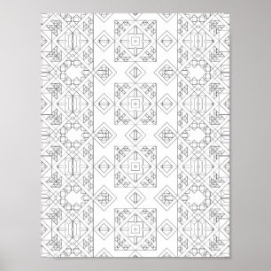 Symmetrical Diamond Tile Coloring Page Pattern Art Poster