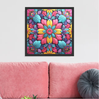 Symmetrical Floral Abstract Art Canvas Print