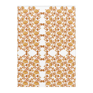 Symmetrical floral pattern with orange motifs rese acrylic print