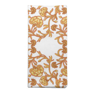 Symmetrical floral pattern with orange motifs rese cloth napkin