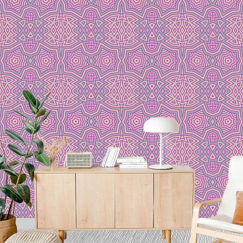 Symmetrical Geometric Tessellated Pink Purple Gray Wallpaper