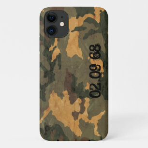 Symmetrical Grunged Green Tan Olive Camouflage iPhone 11 Case