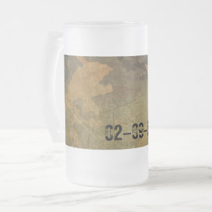 Symmetrical Grunged Green Tan Olive Camouflage Frosted Glass Beer Mug
