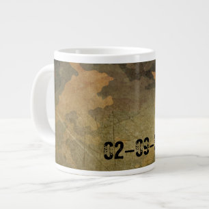 Symmetrical Grunged Green Tan Olive Camouflage Giant Coffee Mug