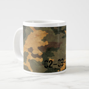 Symmetrical Grunged Green Tan Olive Camouflage Giant Coffee Mug