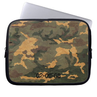 Symmetrical Grunged Green Tan Olive Camouflage Laptop Sleeve