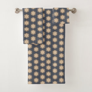 Symmetrical Line Drawing With Earthy Brown Colors Bath Towel Set