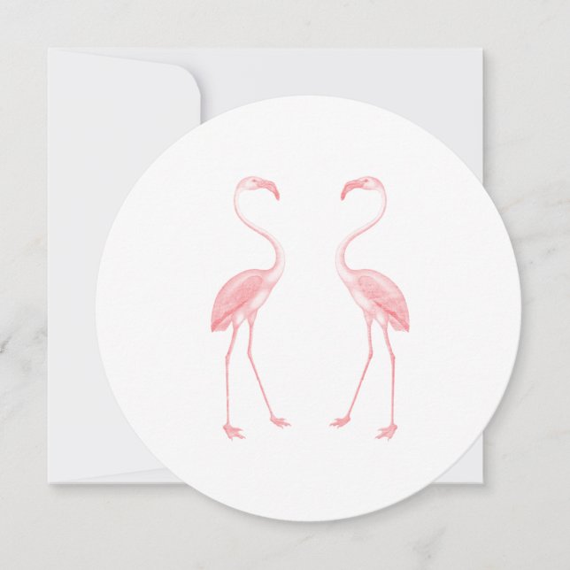 Symmetrical Modern Flamingo Illustration Invitation (Front)