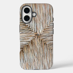 Symmetrical Natural Bamboo Fiber Weave Pattern iPhone 16 Case