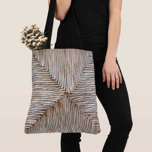 Symmetrical Natural Bamboo Fiber Weave  Tote Bag (Close Up)