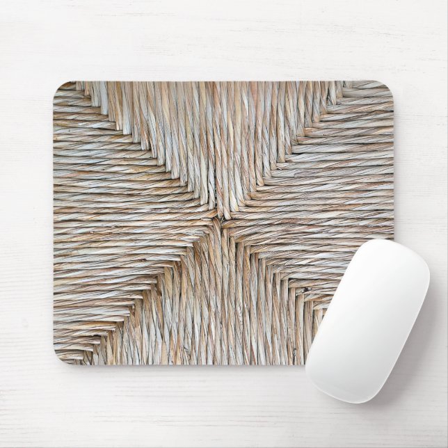 Symmetrical Natural Fiber Weave Pattern Mouse Pad (With Mouse)