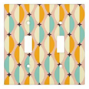 Symmetrical retro pattern with interlocking teal light switch cover