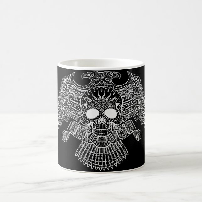 Symmetrical Skull with Guns and bullets by Al Rio Coffee Mug (Center)