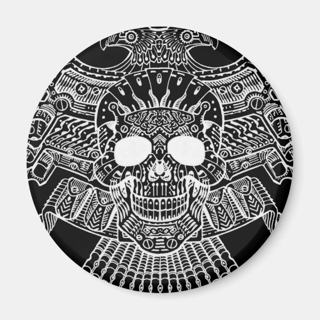 Symmetrical Skull with Guns and bullets by Al Rio Magnet (Front)