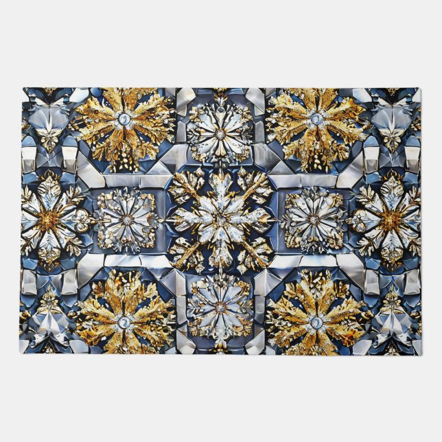 Symmetrical snowflake pattern doormat (Front)