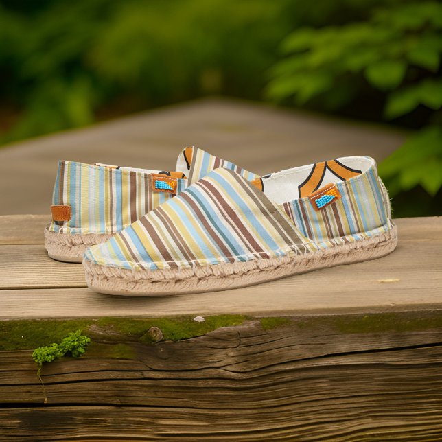 Symmetrical Stripe Pattern Vertical Awning Stripes Espadrilles (Symmetrical Stripe Pattern Vertical Awning Stripes Espadrilles Outdoors Garden Setting)