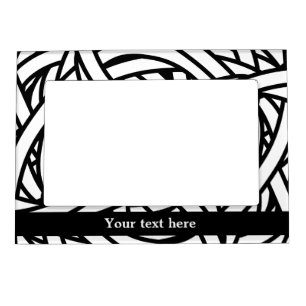 Symmetrical weave design in black white magnetic picture frame