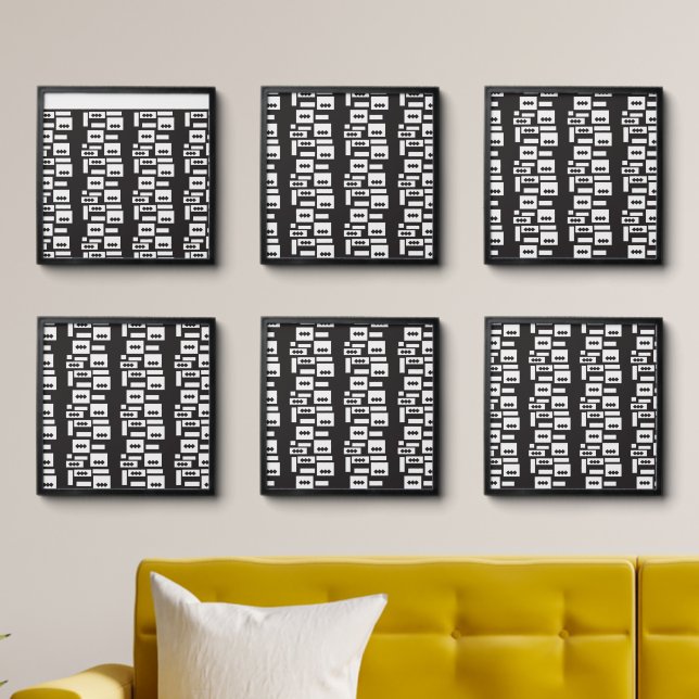 Symmetrical white geometric design with crisp, cle peel and stick photo tile (Living Room)