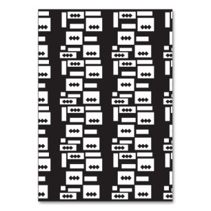 Symmetrical white geometric design with crisp, cle table number