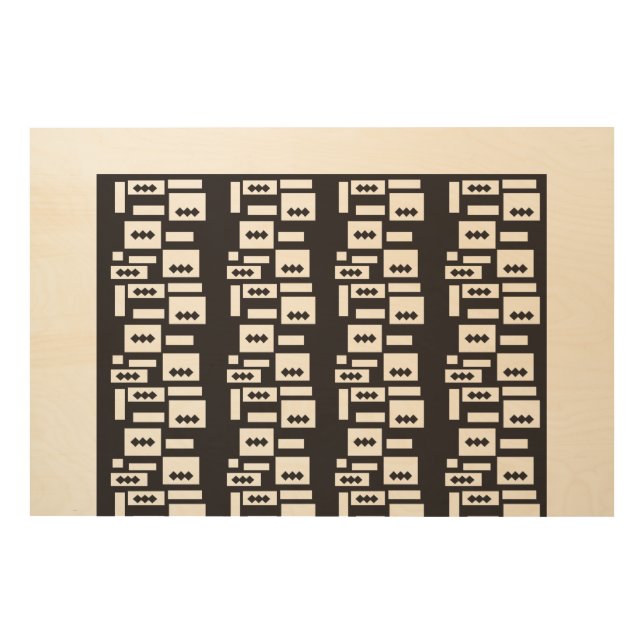 Symmetrical white geometric design with crisp, cle wood wall art (Front)