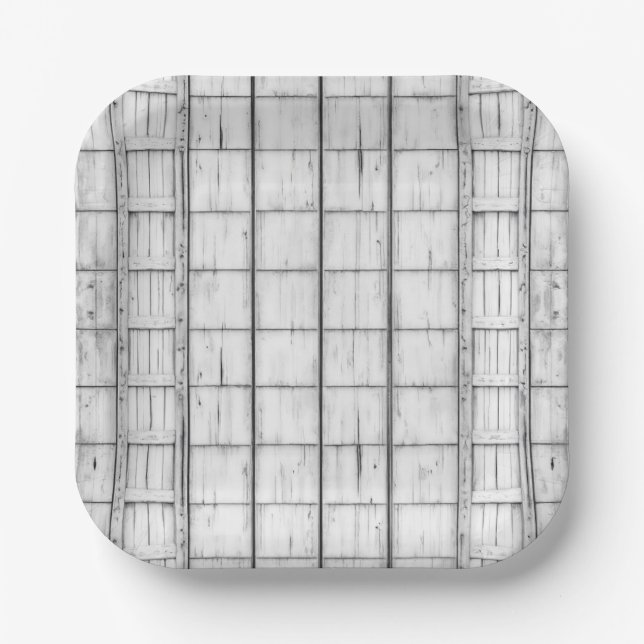 Symmetrical Whitewashed Wood Pattern Paper Plates (Front)