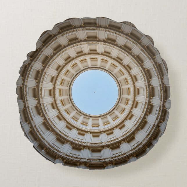 Symmetrical Worm's-Eye View of a Grand Dome Round Pillow (Front)