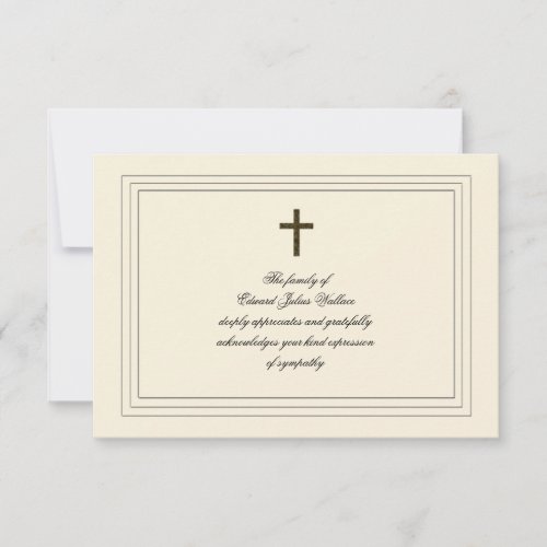 Sympathy Acknowledgement Card Cream Color