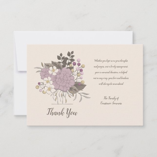 Sympathy Acknowledgement Floral Thank You Card (Front)