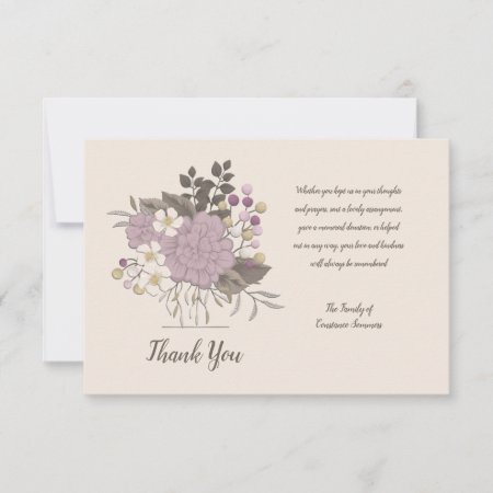 Sympathy Acknowledgement Floral Thank You Card