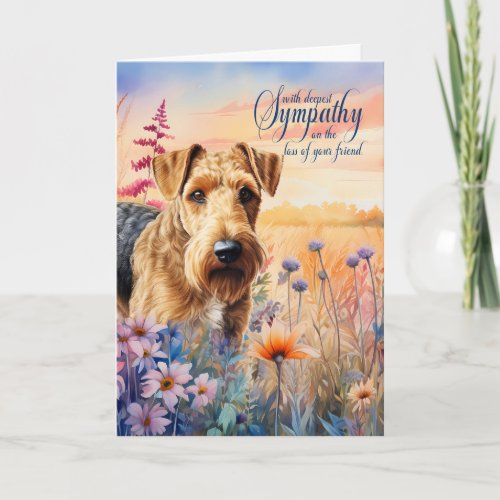 Sympathy Airedale Terrier Dog Wildflower Meadow Card