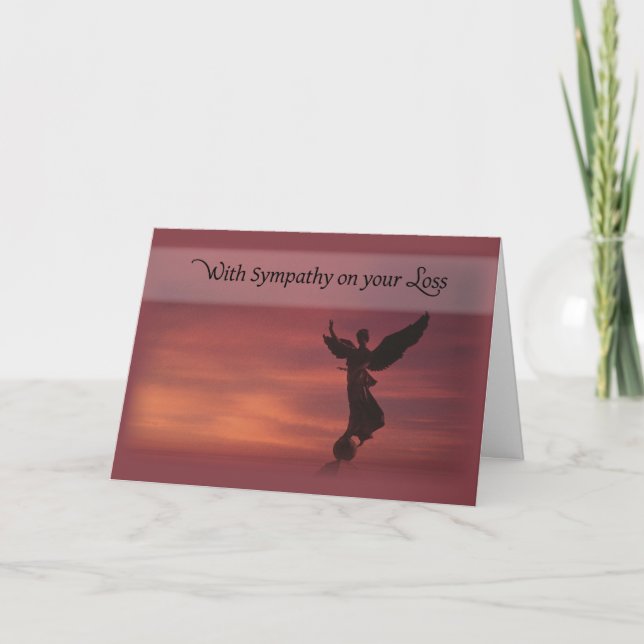 Sympathy Angel Sunset, Religious Card (Front)