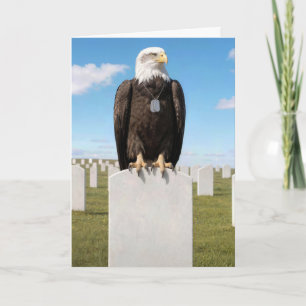 Sympathy Bald Eagle Wearing Military Dog Tags Card