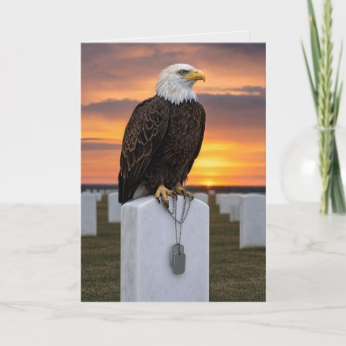 Sympathy Bald Eagle with Military Dog Tags Card