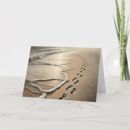 Sympathy Beach Footprints And Seafoam Card