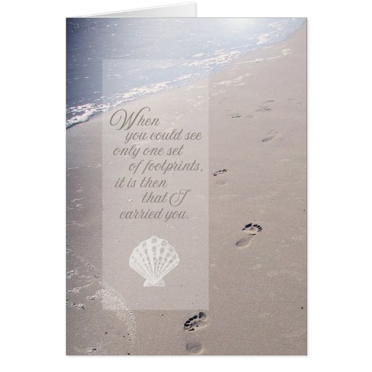 Sympathy Beach Footprints | Scallop Seashell Card | Zazzle.com