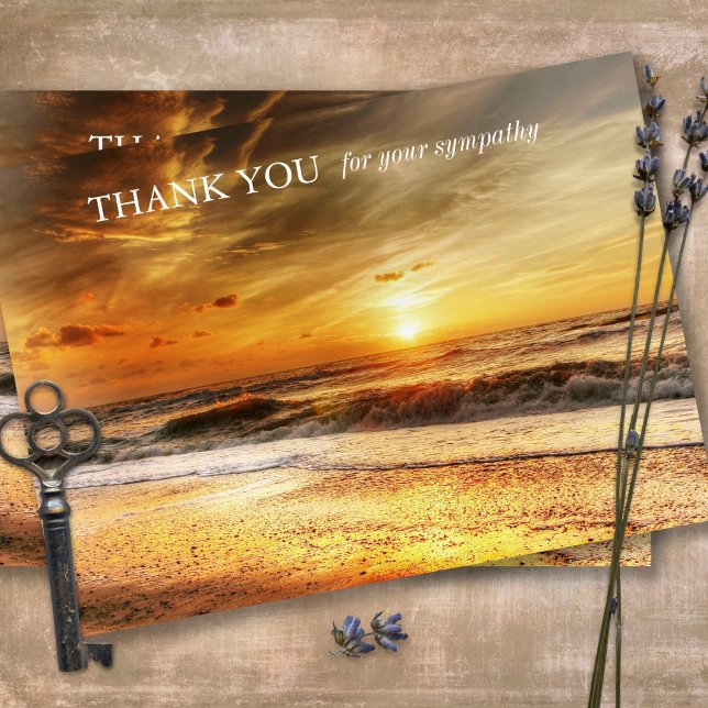 Sympathy Beach Sunrise Funeral Thank You Card (Sympathy Photo Celebration of Life, In Loving Memory, Forever in our Hearts Funeral thank you cards)