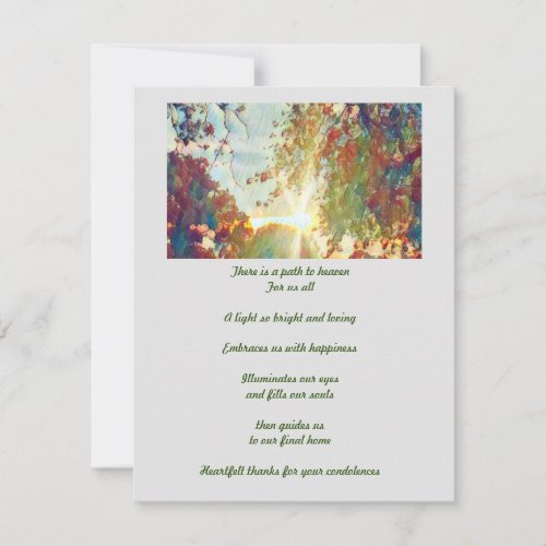 Sympathy bereavement poem for loved  thank you card