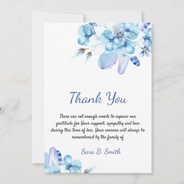 Sympathy Bereavement Watercolor Floral Thank You Card (Front)