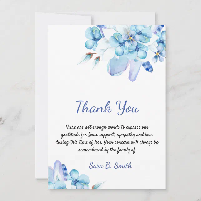 Sympathy Bereavement Watercolor Floral Thank You Card | Zazzle