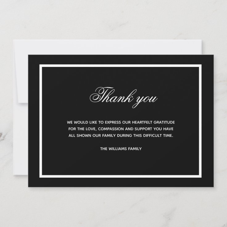 Sympathy black white thank you photo | Zazzle