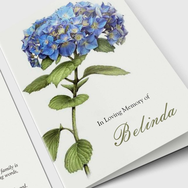 Sympathy Blue Hydrangea Funeral Thank You Cards (Memorial Bereavement Blue Hydrangea Funeral Sympathy Cards )