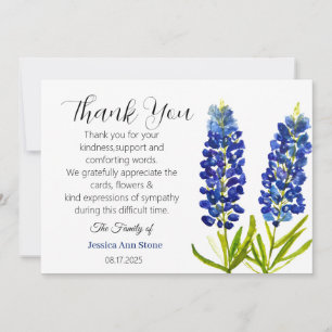 Sympathy Bluebonnets Funeral Death Thank you Invitation