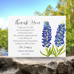 Sympathy Bluebonnets Funeral Death Thank you  Invitation