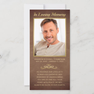 Sympathy Brown Leather Gold Photo Funeral Prayer