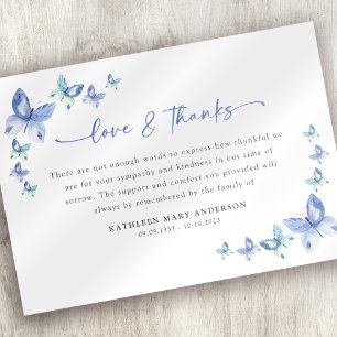 Sympathy Butterflies Funeral  Thank You Card